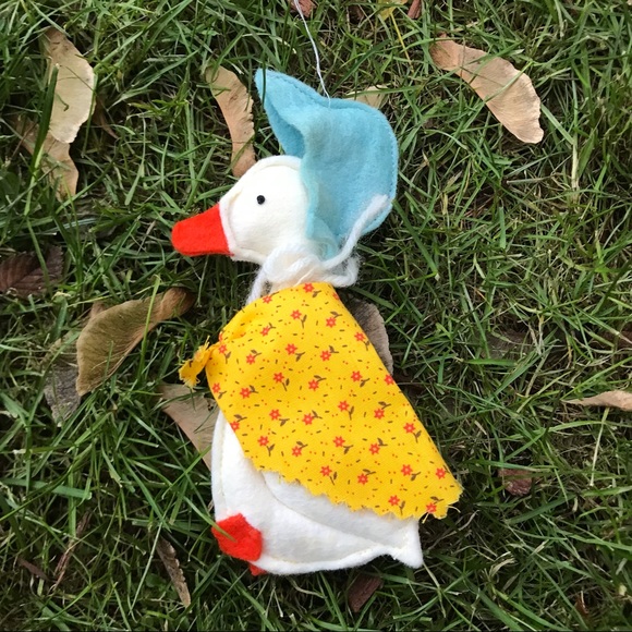 Vintage handmade Christmas teddy bear, cat, and goose ornament set - Picture 4 of 5